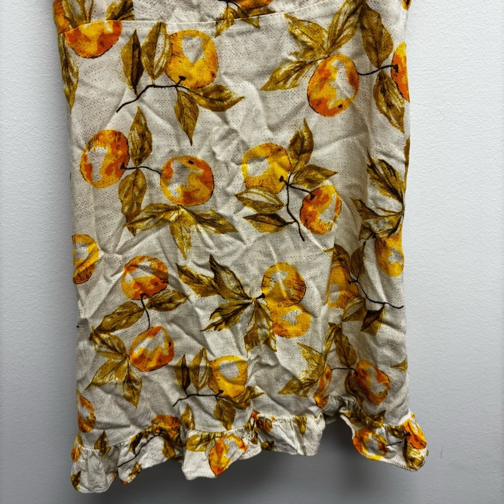 Urban Outfitters Jolene Linen Tie Shoulder Lemon Print Dress - Picture 8 of 15